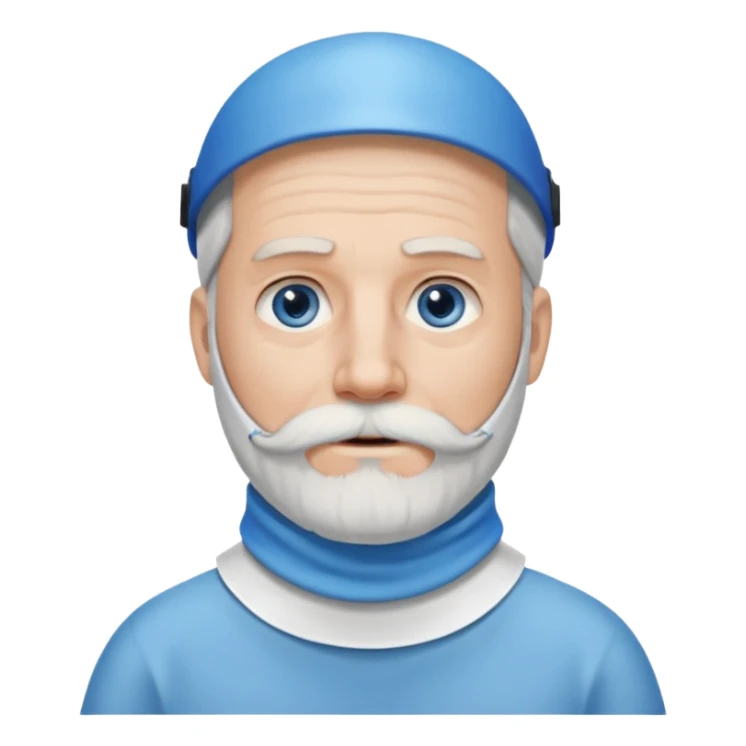 Older man with a long beard, a neck brace, and blue eyes. sticker