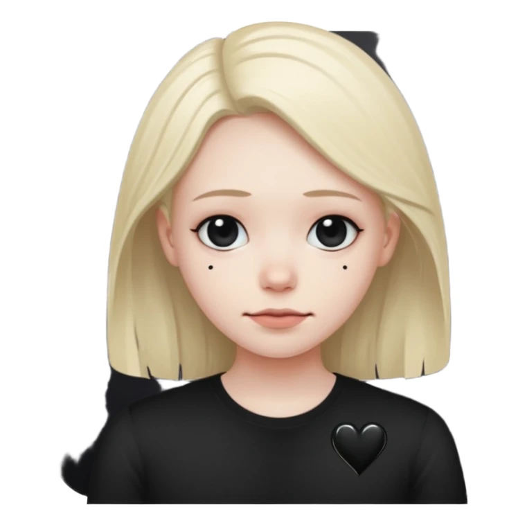 Smiley triste avec un sourire et des cœur noir sticker