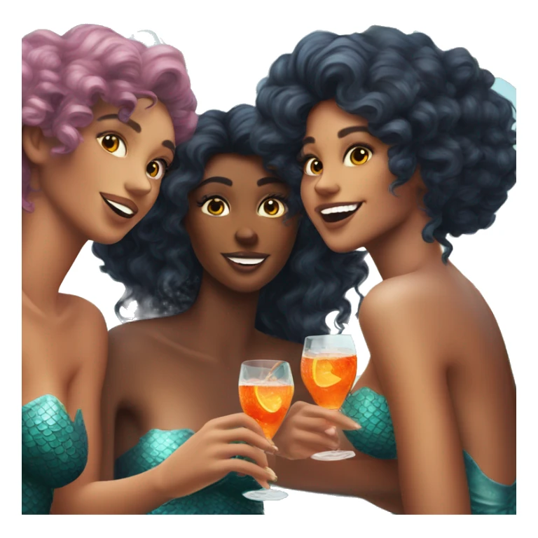 Three beautiful mermaids light skinn drinking aperol sticker