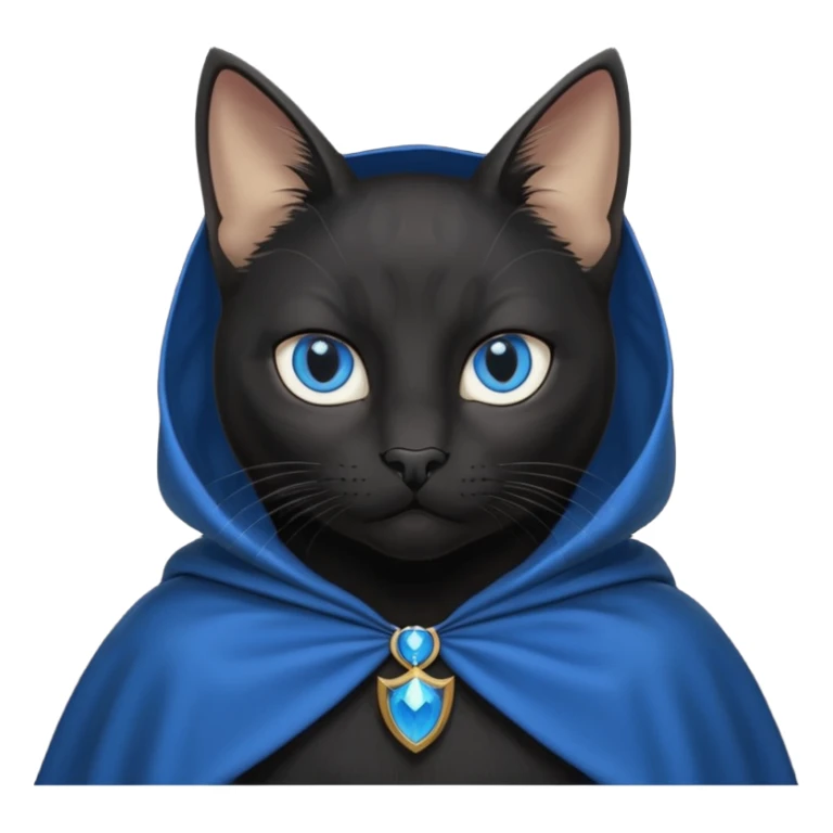 An Anthromorphic all black cat with blue eyes wearing an all black cape sticker
