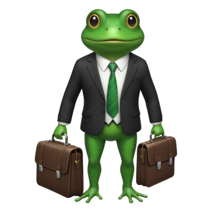 frog with a suit and tie and a briefcase sticker