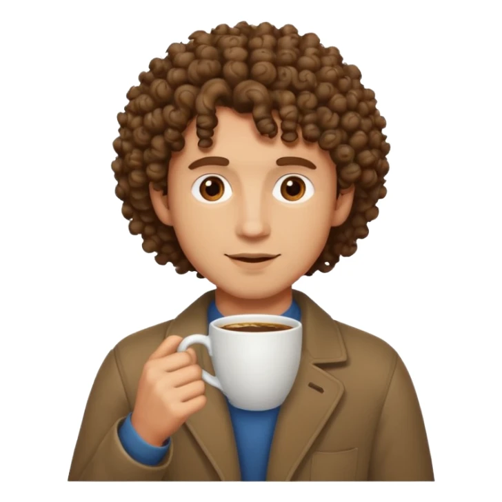 curly man drink coffe sticker