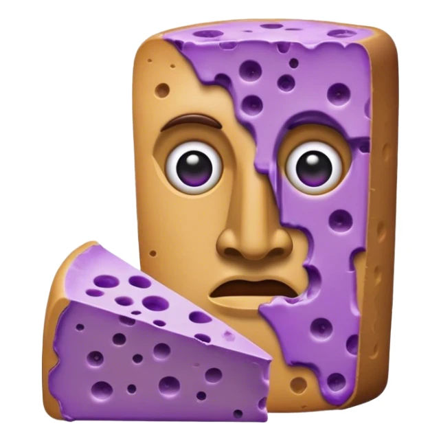 Easter island head emoji eating purple cheese sticker