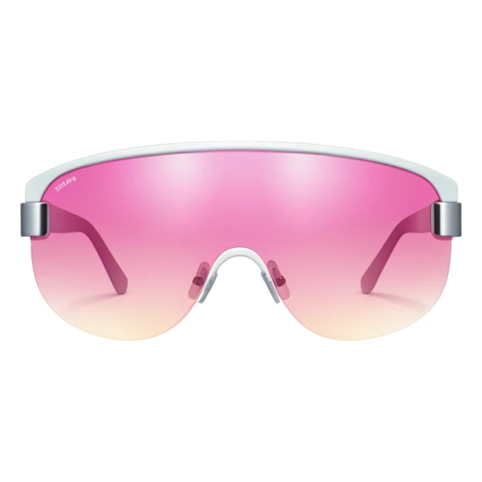 retro Y2K shield visor sunglasses with pink gradient lens, frameless sticker