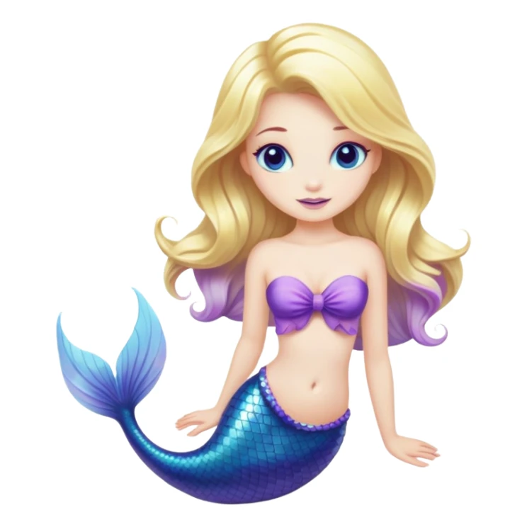 blond mermaid blue and purple tail sticker