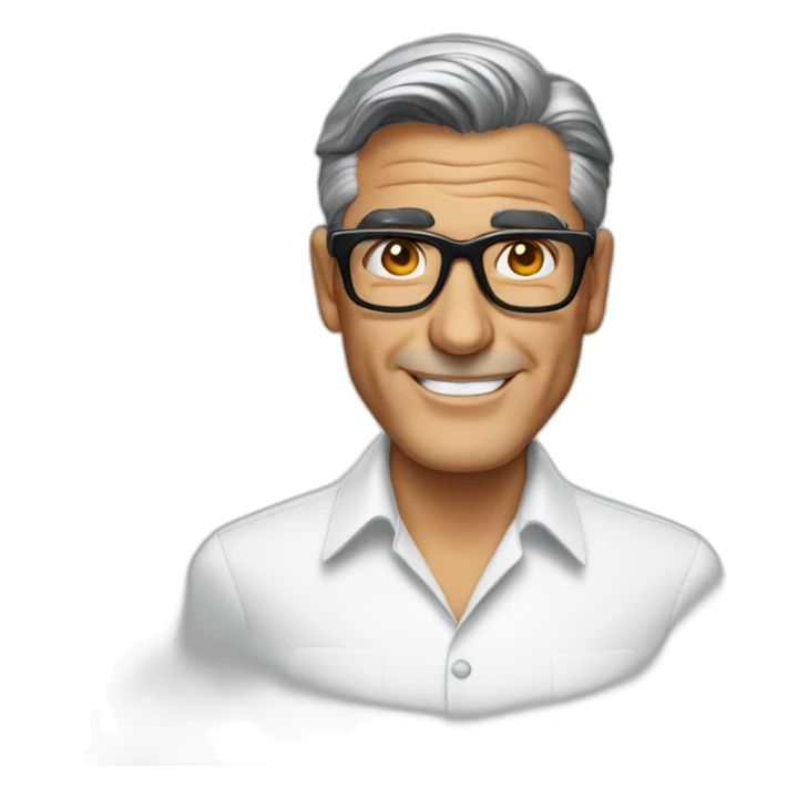 George clooney wearing glasses white shirt sticker