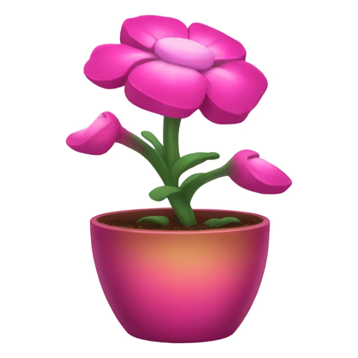 Pink pot with a beautiful magical flower  sticker