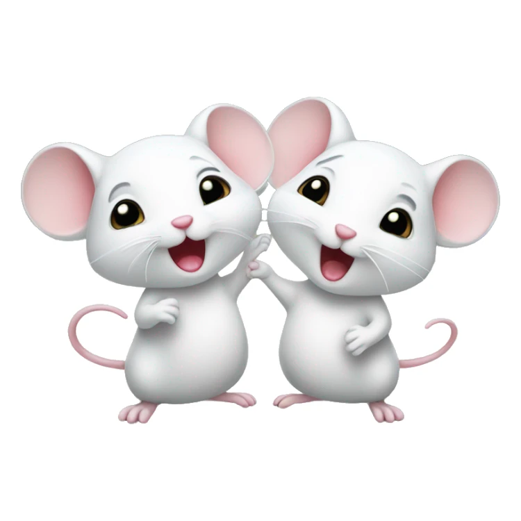 Two cute little white mice celebrating sticker