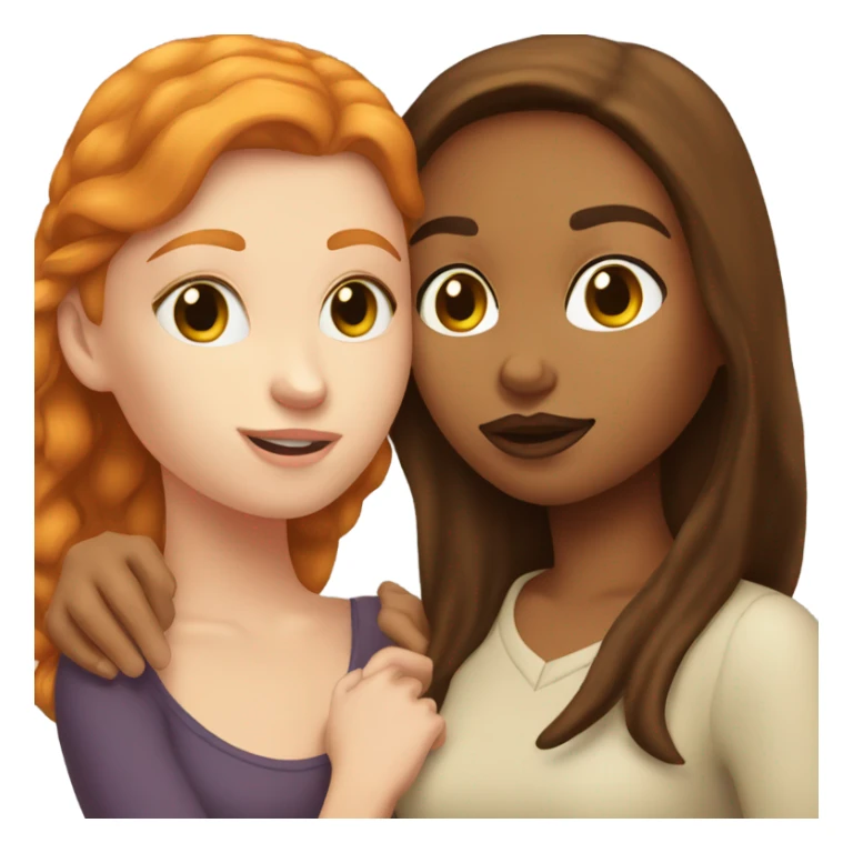 Ginger white girl kissing brunette girl sticker