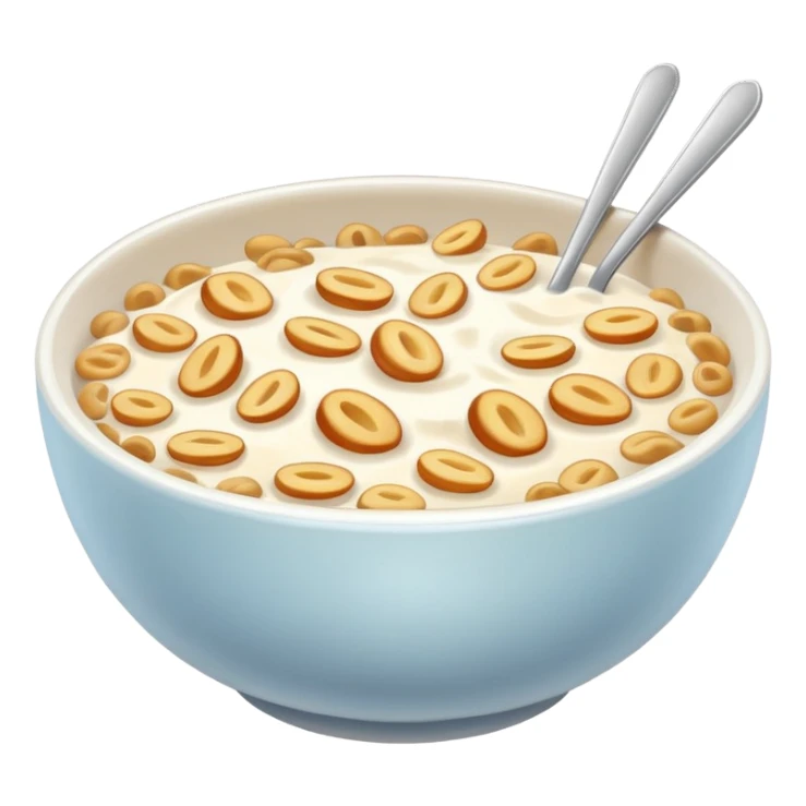 a bowl of wheat cereal with milk WITHOUT a spoon.  sticker