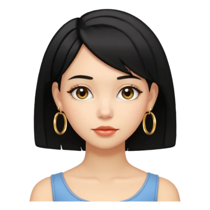 girl with bob black hairstyle and big earrings sticker