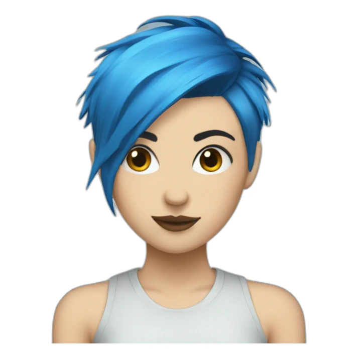 Short blue hair punk girl sticker