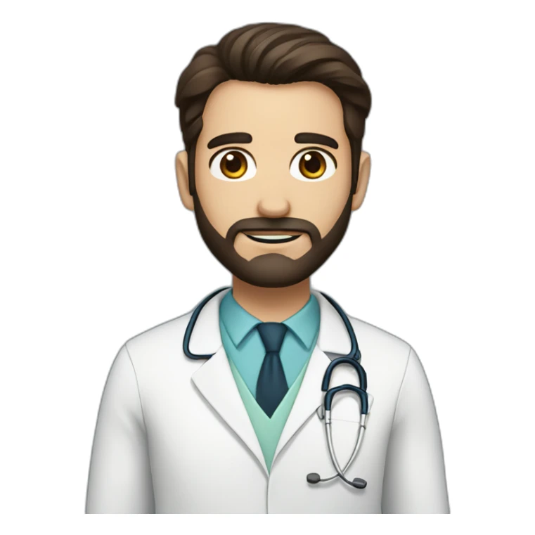 doctor with dark long brown hair and beard, big brown eyes sticker