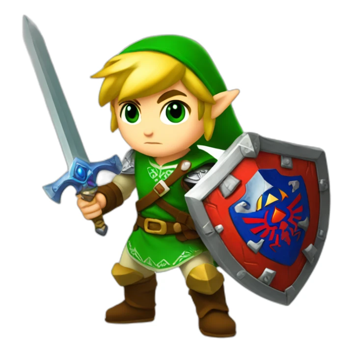 Zelda baby link standing with sword and shield sticker