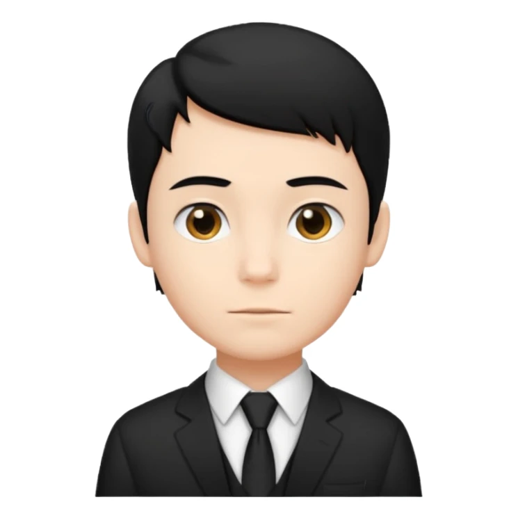 Chico con pelo negro, camisa negra y una corbata blanca sticker