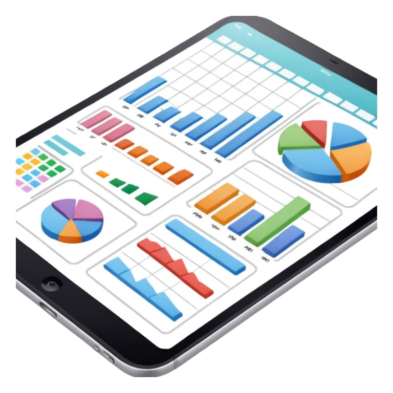 colorful white and pastel charts and spreadsheet tables on white page sticker