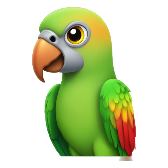 green parrot with grey wings, yellow spot on head and red eyes  sticker