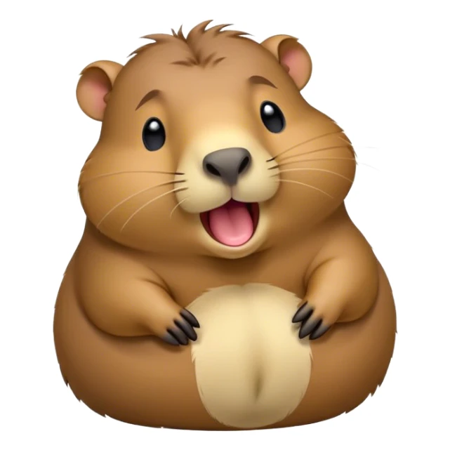 Cinematic Cute Yawning Capybara Portrait Emoji, Head tilted slightly with a dramatic, wide-open yawn, showcasing a plush, rounded body with drowsy, half-closed eyes and a relaxed expression, Simplified yet irresistibly adorable features, highly detailed, glowing with a soft, cozy natural glow, high shine, relaxed yet expressive, stylized with a dash of whimsical charm, soft glowing outline, capturing the essence of a drowsy yet affectionate guardian that seems ready to stretch out for a nap! sticker