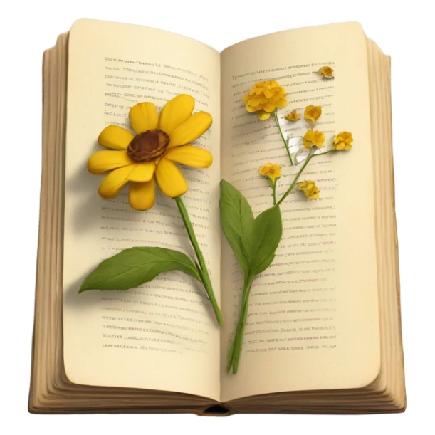 book with some pressed flowers on the pages realistic flowers pressing sticker