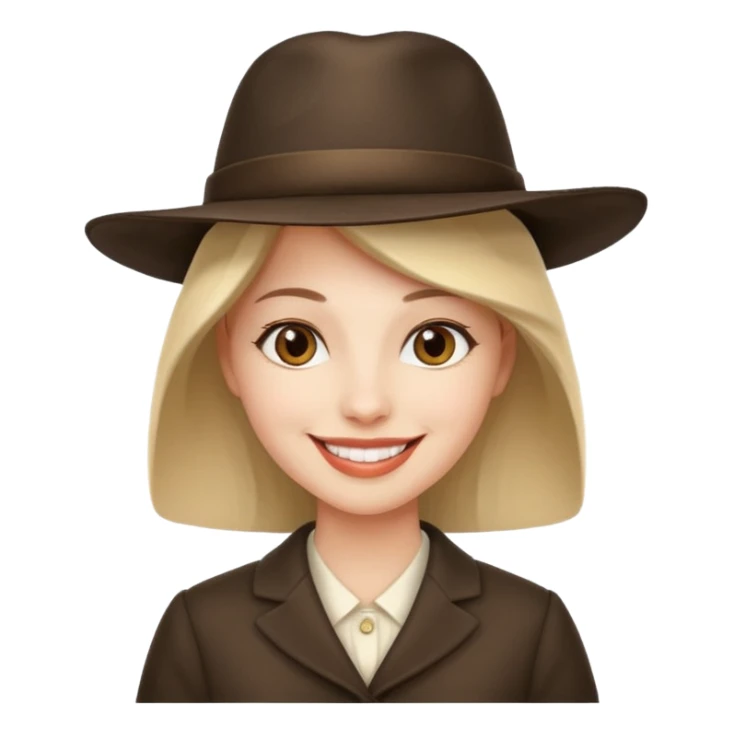 Una cara con una sonrisa un sombrero elegante y mirada con orgullo sticker