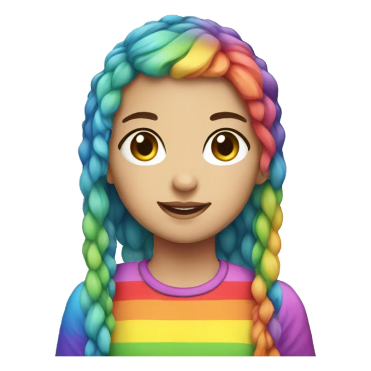 Pixel Rainbow haired girl with rainbow shirt  sticker