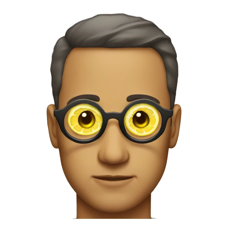 Man wearing lemons on eyes sticker