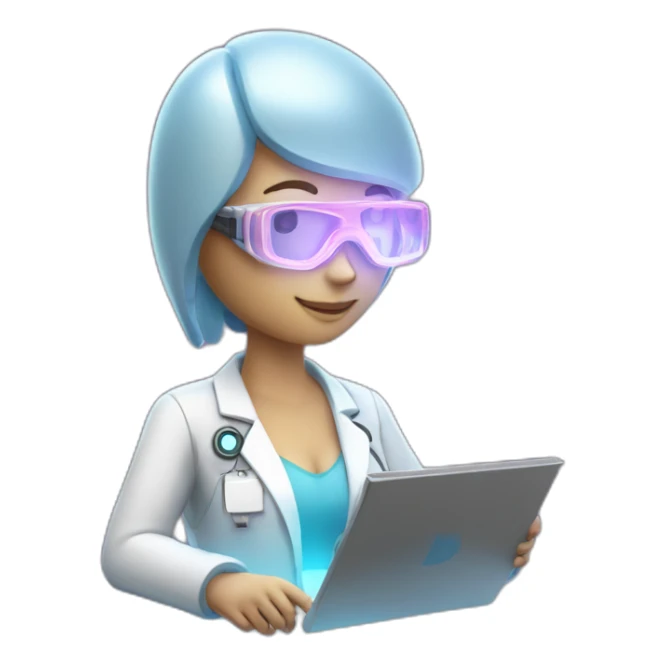 Futuristic-Biomedical-Engineer-studying-hologram-3d-model-of-breast sticker