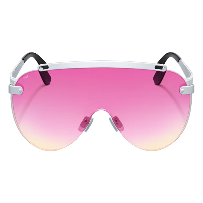 retro Y2K shield visor sunglasses with pink gradient lens, frameless sticker