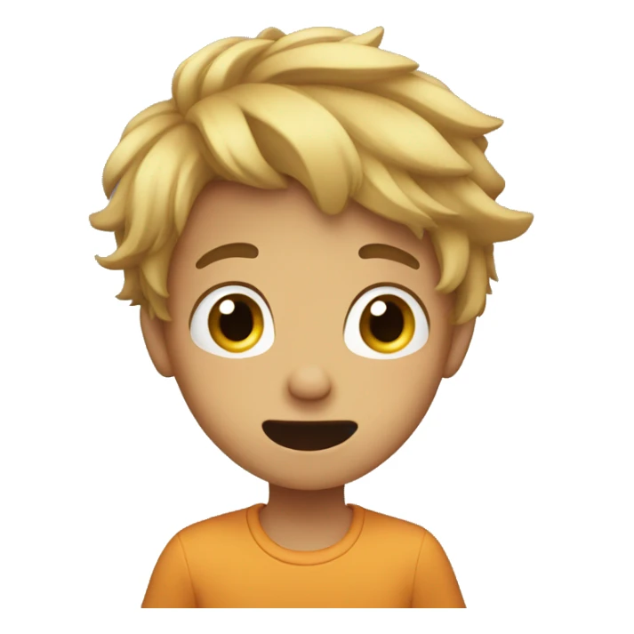 boy surprised and puts hand on hair sticker