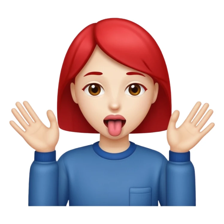 Tongue out with hands to the side ￼ sticker