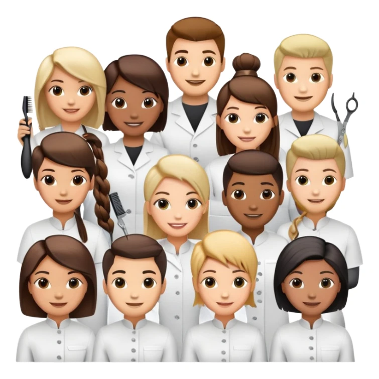 professional salon team with different hairstylists sticker