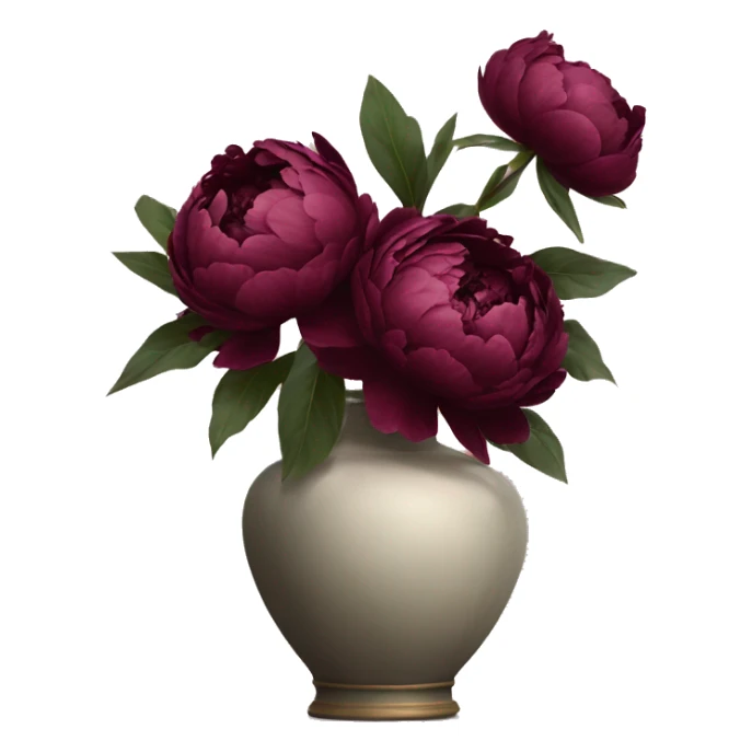 burgundy peonies in a aesthetic vase sticker