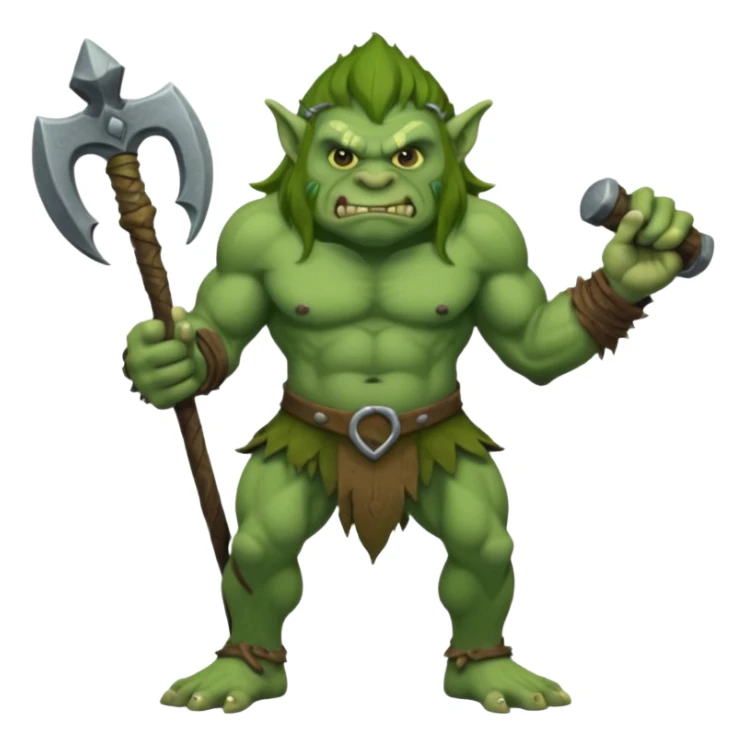 Isometric view full body troll with club  sticker
