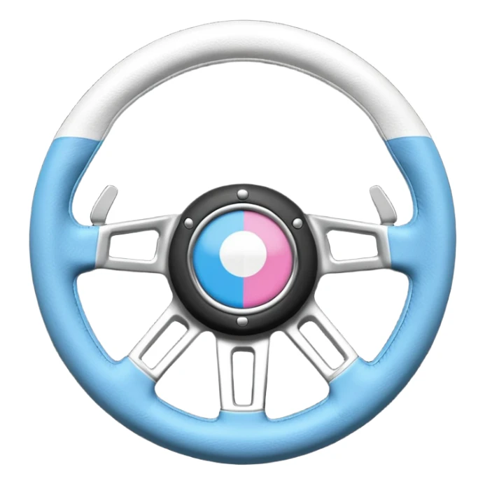 steering wheel with transgender pride flag colors with bdsm implification sticker