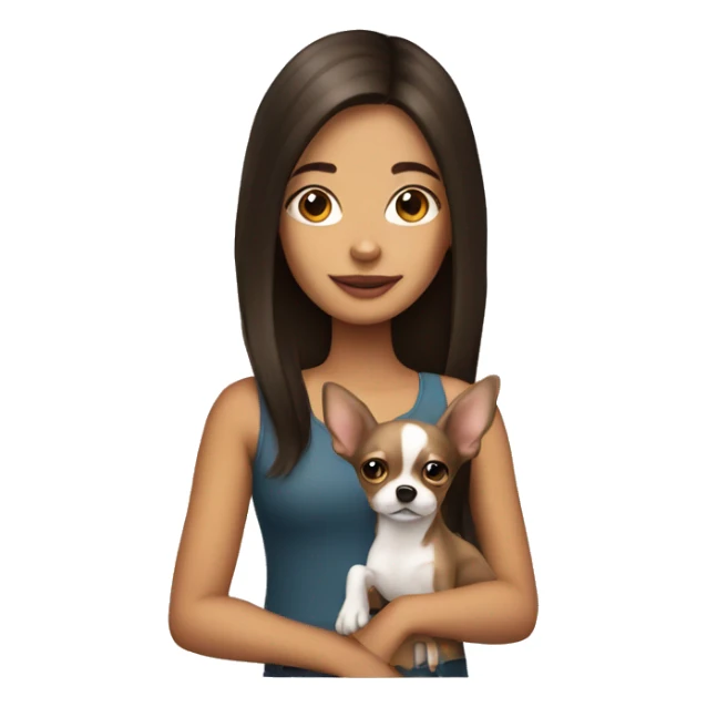 Brunette girl with chihuahua  sticker