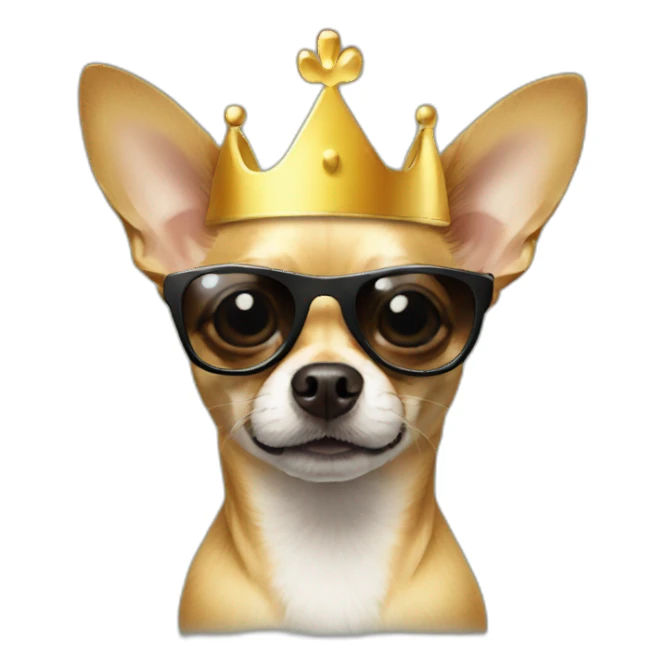 chihuahua with crown and sunglasses sticker
