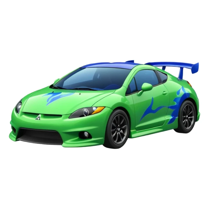 MITSUBISHI ECLIPSE Color green and Flames Color Blue sticker