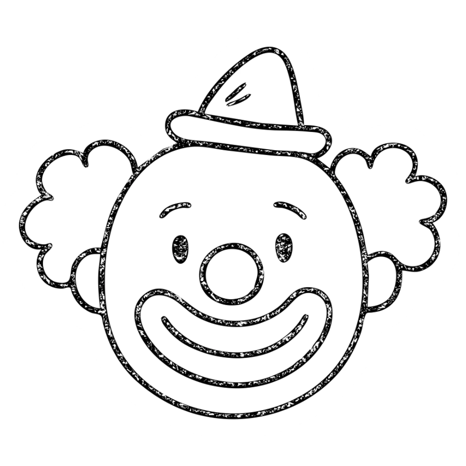 hand-drawn outlined clown face icon sticker