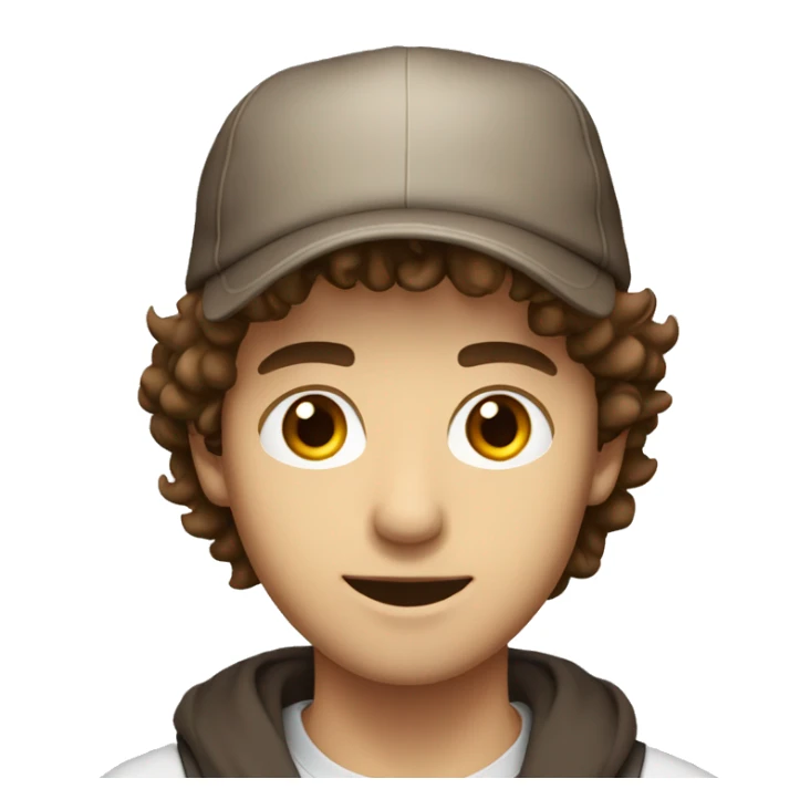 young man, brown eyes, brown hair, backwards hat sticker