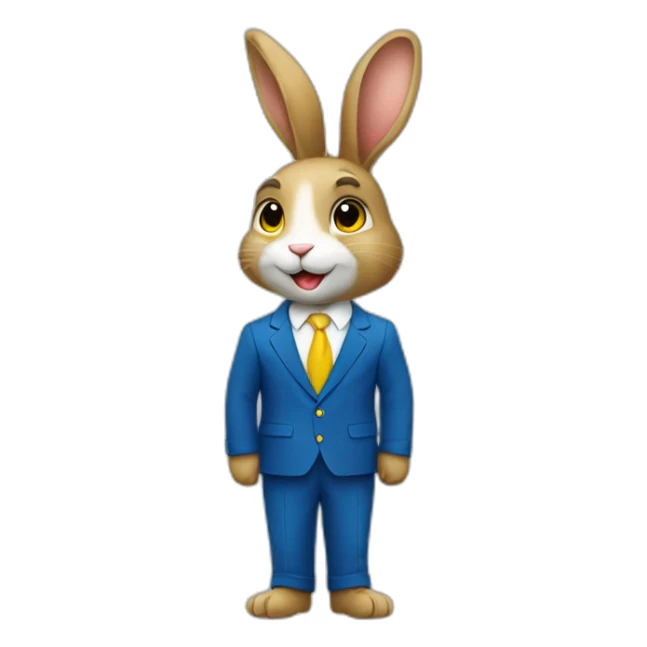 A rabbit student in a suit in the color of the Ukrainian flag sticker