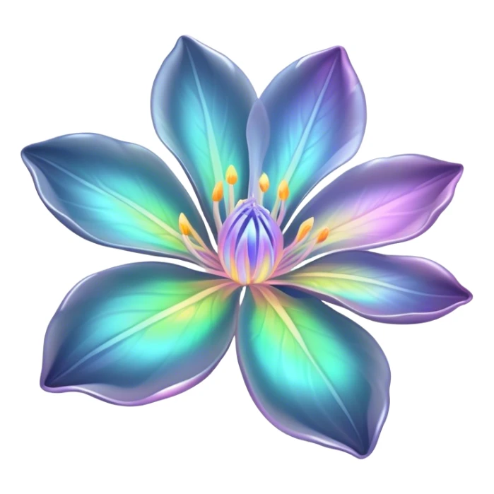 Dark Pastel iridescent transparent bio-luminescent flower sticker