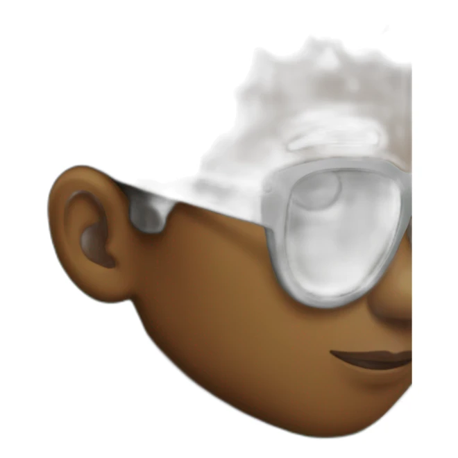 A black boy He wears a green hoodie with sunglasses  sticker