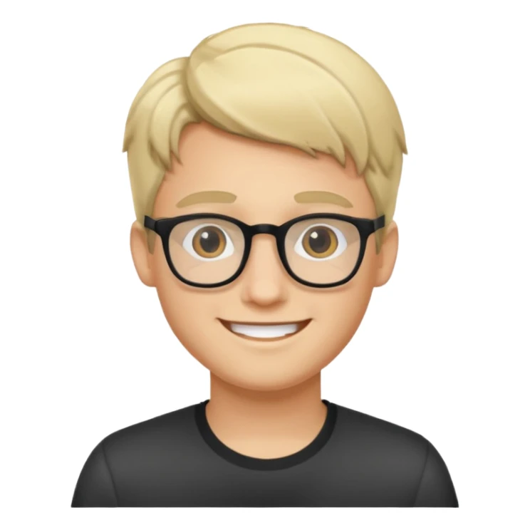 A young man using glasses with a blond dark hair and white skin color sticker