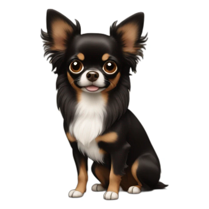 Long hair dark brown and black Chihuahua sticker