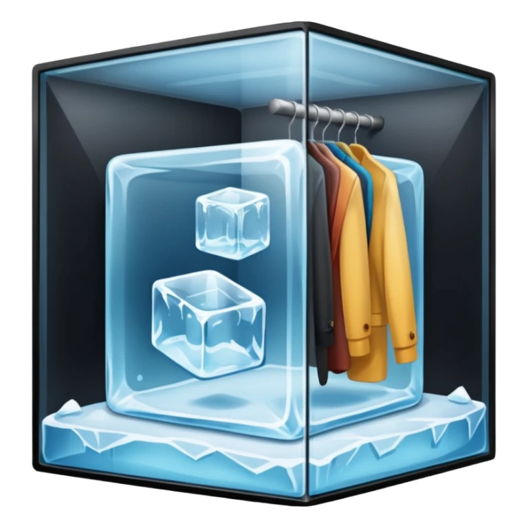 closet inside a large ice cube sticker