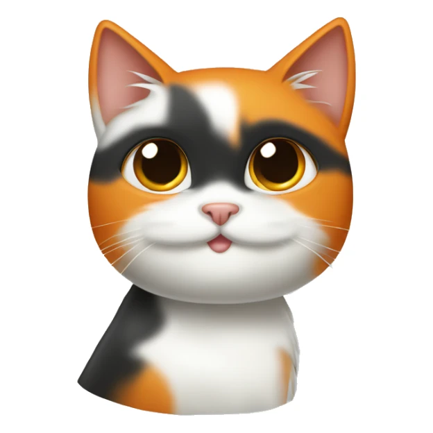 Un gatito negro, blanco y naranja con cara enfadada sticker