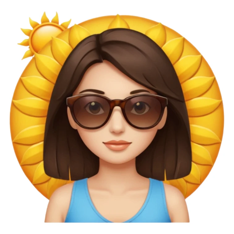 brunette womans face on a sun sticker