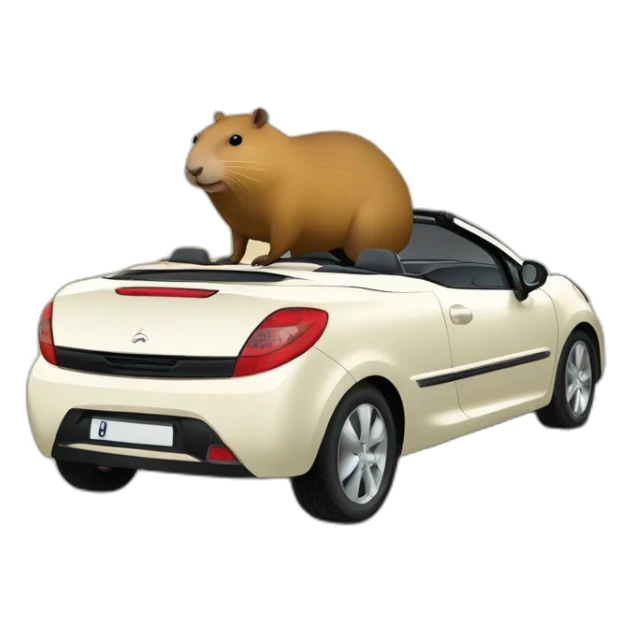 capybara in a peugeot 207 coupé cabriolet sticker