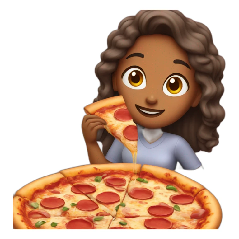 woman eating pizza sticker