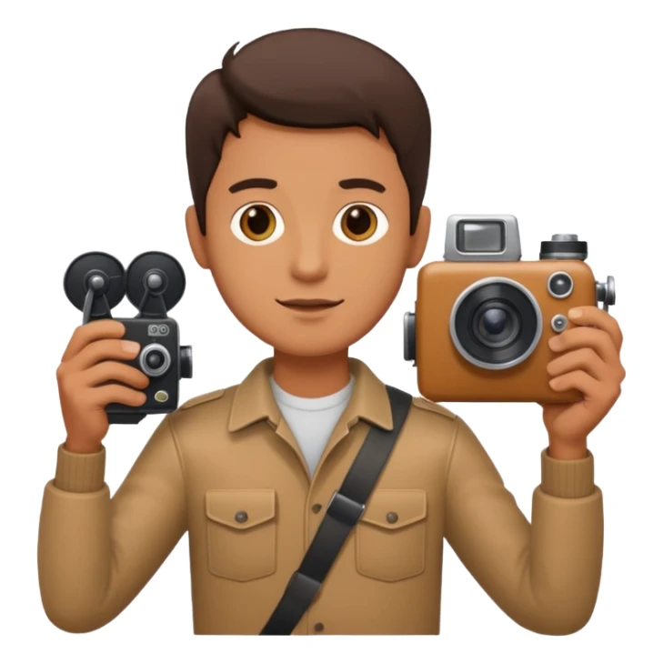 man hold film Camera ,on his shoulder sticker